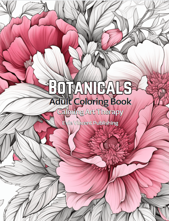 A coloring book with flowers and leaves.