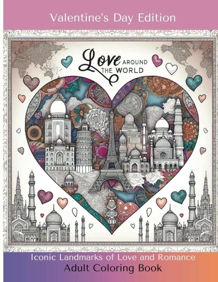 A heart shaped picture with the words love around world written underneath it.